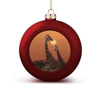 Christmas Ball Ornaments 1.6 Inch Shatterproof Giraffe at Sunset Christmas Baubles with Hanging Loops Pc Plastic Decorative Hanging Ornaments for Xmas Tree Yard Holiday Wedding Party-red