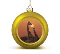 Christmas Ball Ornaments 1.6 Inch Shatterproof Giraffe at Sunset Christmas Baubles with Hanging Loops Pc Plastic Decorative Hanging Ornaments for Xmas Tree Yard Holiday Wedding Party-Golden