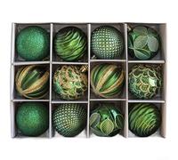 Christmas Ball Ornaments 12 Pack 6CM Diameter Electroplated PVC Balls for Hanging on Trees and Festive Displays Featuring Material and Nordic Style (6CM Green)