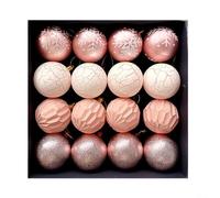Christmas Ball Ornaments 16 Pieces 6cm Plastic Assorted Colors Lightweight Shatterproof with Strings for Xmas Tree Home Event Party Decoration Red(Gold)