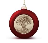 Christmas Ball Ornaments 2.4 Inch - Brown Pattern Tree Xmas Tree Baubles for Holiday Wedding Party Decor, Hanging Decorations for Home Fireplace (Red)