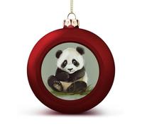 Christmas Ball Ornaments 2.4 Inch - Cute Little Panda Xmas Tree Baubles for Holiday Wedding Party Decor, Hanging Decorations for Home Fireplace (Red)
