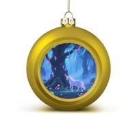 Christmas Ball Ornaments 2.4 Inch - Fantasy Forest Xmas Tree Baubles for Holiday Wedding Party Decor, Hanging Decorations for Home Fireplace (Golden)
