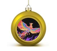 Christmas Ball Ornaments 2.4 Inch - Radiant Phoenix Xmas Tree Baubles for Holiday Wedding Party Decor, Hanging Decorations for Home Fireplace (Golden)