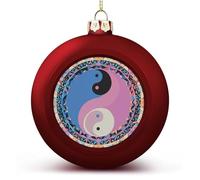 Christmas Ball Ornaments 2.4 Inch Shatterproof Plastic Decorative Hanging Ball Yin Yang Pattern Printed Ecorations Ball for Xmas Trees and Holiday Decor Red and Gold
