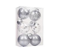 Christmas Ball Ornaments 6PCS Assorted Pendant Shatterproof Ball,6/8cm Christmas Baubles (Silver, 8cm)