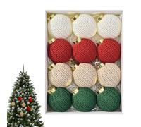 Christmas Ball Ornaments - Boho Crochet Home Decor, 12 Pieces Rustic Ball Ornaments Pendant for Garland Wreath, Living Room Kitchen Office Mantel Balcony, Door Railing Shelf, Charming Holiday Accent