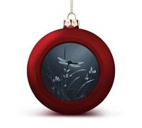 Christmas Ball Ornaments - Dragonfly Silhouette Xmas Tree Hanging Decor 2.4 Inch Red DIY Plastic Ornaments Balls for Holiday Wedding Fireplace Home Party Decorations