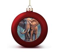 Christmas Ball Ornaments - Elephants Red Xmas Tree Hanging Decor 2.4 Inch Red DIY Plastic Ornaments Balls for Holiday Wedding Fireplace Home Party Decorations