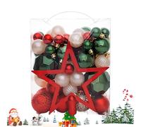 Christmas Ball Ornaments - Festive Decor For Holiday | Pp Snowballs 50 Pieces Tree With Strings, 50 Pieces Home Decoration, Glitter Gold Green Shatterproof, Perfect For Seasonal Indoor 1.18-3.15 In