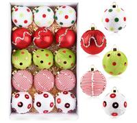 Christmas Ball Ornaments for Tree Decorations - Large 3.15 inch Shatterproof Xmas Ornaments for Indoor Holiday - Funny Christmas Bulbs Set for Home Party Decor - Red Green White Multicolor 80mm