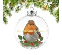 Christmas Ball Ornaments - Hummingbird Pendant Decoration, Shiny Hanging Bauble, Elegant Bird Ornament, Festive Glass Sphere | Holiday Decor Accent for Tabletop Home Window Kitchen Living Room Bedroom