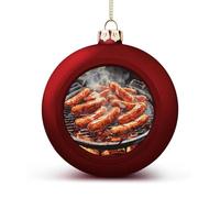 Christmas Ball Ornaments - Sausage on Fire Xmas Tree Hanging Decor 2.4 Inch Red DIY Plastic Ornaments Balls for Holiday Wedding Fireplace Home Party Decorations
