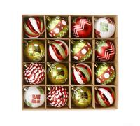 Christmas Ball Ornaments Set, 16Pcs Shatterproof Christmas Ball Ornaments 6Cm Plastic Baubles Set For Xmas Tree Wreaths(E)