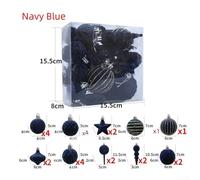 Christmas Ball Ornaments Set 24 Pieces Painted Decorations for Tree Hanging Holiday Decor in Red Green Blue Yellow Purple Pink(Navy blue)