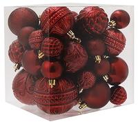 Christmas Ball Ornaments Wine Red Christmas Tree Decorations with Hang Rope-36pcs Shatterproof Christmas Ornaments Set with 6 Styles in 3 Sizes(Small Medium Large)
