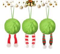 Christmas Ball, Plush Holiday Tree Ornament, Weather-Resistant Soft 2.4-Inch Green Sphere for Garden Stair Fireplace Banister Window Outdoor Pathway and Tabletop Display
