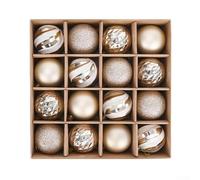 Christmas Ball Set 16PCS Electroplated Plastic For Champagne Color 6CM Diameter for Tree Hanging, Wreath, and Indoor Outdoor Decoration