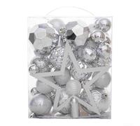 Christmas Ball Set 50 Pieces Electroplated with Tree Topping Star Plastic Ornaments for Tree, Garland, Wreath, and Table Decoration (Silver)