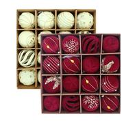 Christmas Ball Set- Flocked Tree Hanging Decoration for Holiday Celebrations, Shiny with Shatterproof Design, Fireplace Christmas Balls Decoration, Come