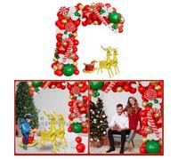Christmas Balloon Garland Arch Kit, Metallic Gold, Green, Red, White Balloons, Decorations for New Year, Christmas Decor, Party Supplies with Easy Setup and Replacement Balloons