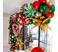 Christmas Balloon Garland Arch kit Red Green Gold Balloons Candy Cane Foil Balloons Merry Christmas Birthday Party Decorations Supplies