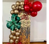 Christmas Balloons Decorations Kit, 32pcs Dark Red Green Metallic Gold Confetti Balloon with Christmas Starburst Helium Mylar Foil Party Balloons for Xmas New Year Birthday Wedding Party Decor