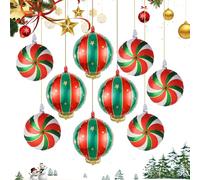 Christmas Balloons Decorations - Red Green Gold Social Favors - Candy Hangable Ball Balloons | for Holiday Family Gathering School Celebration Retail Display Photo Background