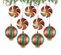 Christmas Balloons for Decoration - Pack of 9 Decorations in Red Green Gold | Hanging Balloons in Candy Look, for Home Party School Celebration Family Gathering and Photo