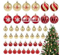Christmas Balls, 44Pcs Red and Gold Baubles, 3.5 cm Christmas Tree Ornaments, Shatterproof, for Xmas Tree Indoor Outdoor Party Decorations