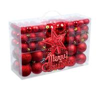 Christmas Balls Baubles Shatterproof Balls Christmas Tree Decoration Ornaments for Xmas Hanging Decorations (Red-102pcs)