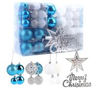 Christmas Balls Baubles Shatterproof Balls Christmas Tree Decoration Ornaments for Xmas Hanging Decorations (Blue-White-102pcs)
