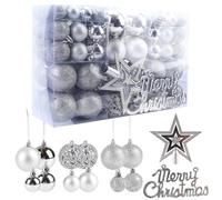 Christmas Balls Baubles Shatterproof Balls Christmas Tree Decoration Ornaments for Xmas Hanging Decorations (Silvery-102pcs)
