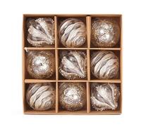 Christmas Balls, Champagne Christmas Balls 9Pcs 8cm Christmas Ball Colorful Ball Gift tree decoration pendant for Xmas Tree Holiday Garland Decor Ornaments (Champagne)