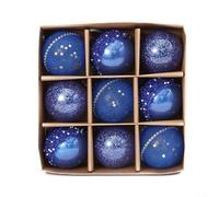 Christmas Balls Ornaments 9 Pcs Festive Hanging Decorations Indoor Outdoor Plastic Multicolor Set 8cm for Tree Party Wedding Home Easy to Hang Lightweight(Blue)