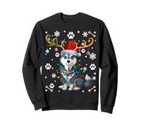 Christmas Balls Reindeer Santa Alaskan Malamute Ugly Xmas Sweatshirt