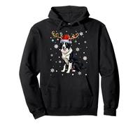 Christmas Balls Reindeer Santa Hat Australian Shepherd Xmas Pullover Hoodie