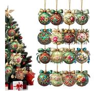 Christmas Balls - Shatterfest Christmas Baubles, Pack of 18 Wooden Pendant Tree, Christmas Baubles, Decoration for Garden, Railing, Path, Stairs, Front Garden, Christmas Tree Baubles, Christmas