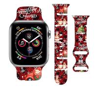 Christmas Bands Compatible with Apple Watch Band 38mm 40mm 41mm 42mm 44mm 45mm 46mm 49mm Men Women,Soft Silicone Strap Replacement Sport Wristbands for iWatch Ultra Series 10 9 8 7 6 5 4 3 2 1 SE