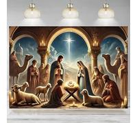 Christmas Banner Nativity Backdrop Winter Decorative Manger Virgin Mary Holiday Celebrations Photographic Background 350x230cm