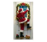 Christmas Banner, Wall Banners Polyester, Festive Cover for Front Door, 2D Santa Claus Feature, Easy Hung Decor, Decorative Home Accessory, Holiday Banner for Entryway, 35.4x70.9 Inches