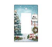 Christmas Barn Light Switch Cover Plates/Outlet Covers, Festive Red Country Scene for Wall Décor, Thermoplastic Wall Plates, Standard Size Single Rocker