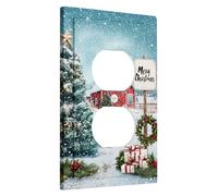 Christmas Barn Light Switch Cover Plates/Outlet Covers, Festive Red Country Scene for Wall Décor, Thermoplastic Wall Plates, Standard Size Single Duplex Outlet