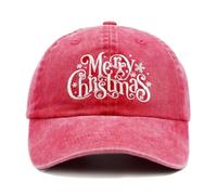 Christmas Baseball Cap for Men Women, Red Funny Washed Embroidered Cotton Santa Hat