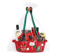 Christmas Basket Gift Hamper | Cotton Rope Decorative Storage Box With Gift Bag & Bow | Perfect For Holiday Parties, Birthdays, Housewarming & Festive Treat Display
