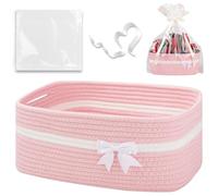 Christmas Baskets Empty, Christmas Basket 14x10x6in Cute Bow Empty Boo Basket with Ribbon & Clear Bags & Handles for Gifts, Style-1