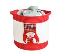 Christmas Baskets Empty - Cuddly Toy Storage, Wicker Laundry Basket, Christmas Rope Basket, Festive Storage Bin, Durable Woven Design, Spacious Handle, Multi-Purpose, Perfect For Chocolate Fruit Snack