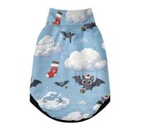 Christmas Bat Clouds Warm Dog Coat, Adjustable Durable Doggie Winter Jacket Reversible Cozy Puppy Cold Weather Apparel from Small to Large Breed