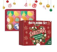 Christmas Bath Ball, Countdown to Christmas Bath Bombs, 12 Pieces Balls Calendar, Natural and Organic Ingred-ients Bubble Bathbombs, Bat-h Bombs Gift Set for Kids, Her/Him, Wife, Girlfriend