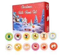 Christmas Bath Bombs 12PCS/Set Different Scents Natural Organic Bath Bombs with Surprise Toys Inside Bathbombs for Women Mom Girlfriend Natural
